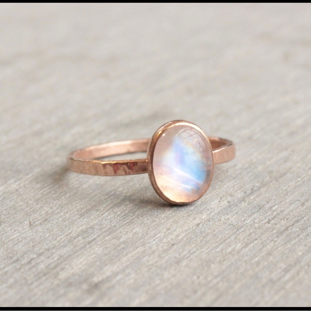 Rainbow Moonstone Rose Gold Ring. New. - Picture 4 of 13